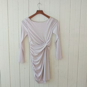 NWT Koton pink glitter long sleeve ruched dress XS